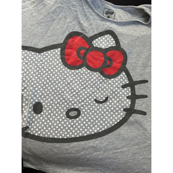 Old Navy Hello Kitty Winking Polka Dot Heather Grey Graphic Tee Shirt Girls XL - Picture 5 of 5